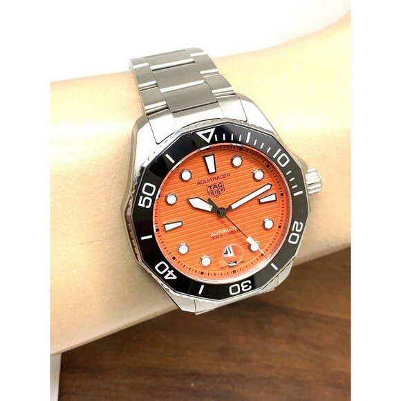 Tag Heuer Men's Watch WBP201F Aquaracer Swiss Automatic Orange Dial Steel 43mm - Picture 11 of 14